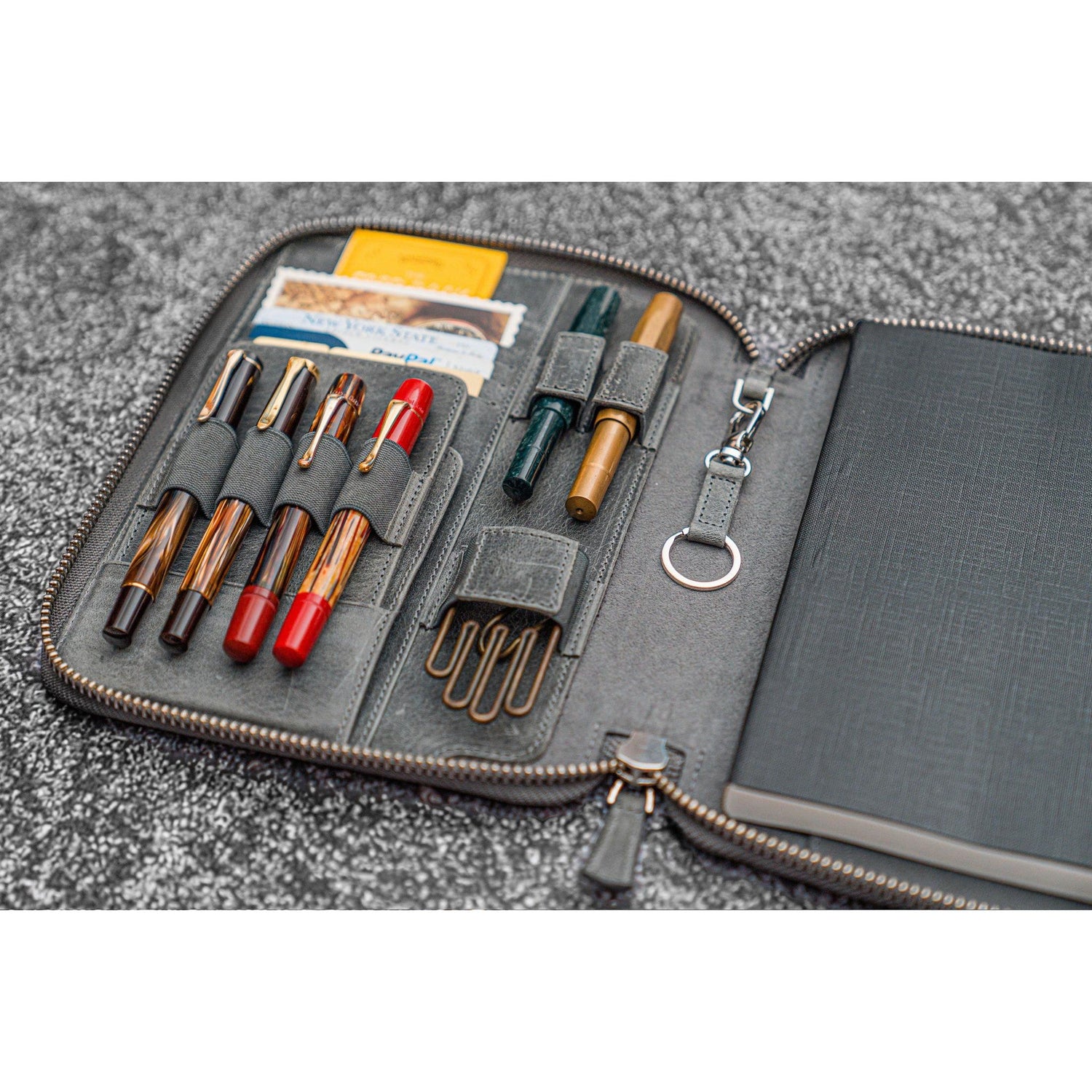 Galen Leather Zipped A5 Notebook Folio - Crazy Horse Smoky | Atlas Stationers.