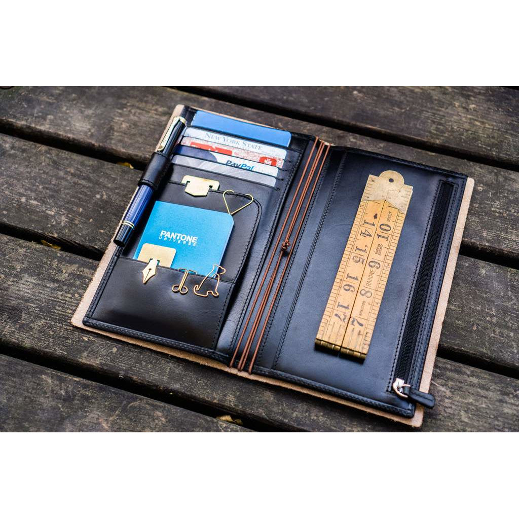 Galen Leather Traveler's Wallet Insert - Black | Atlas Stationers.
