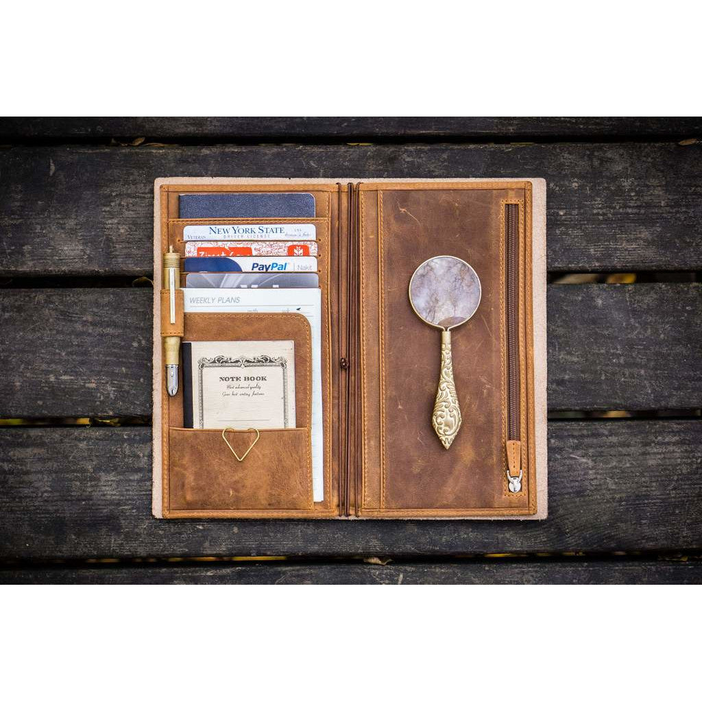 Galen Leather Traveler's Wallet Insert - Crazy Horse Brown | Atlas Stationers.