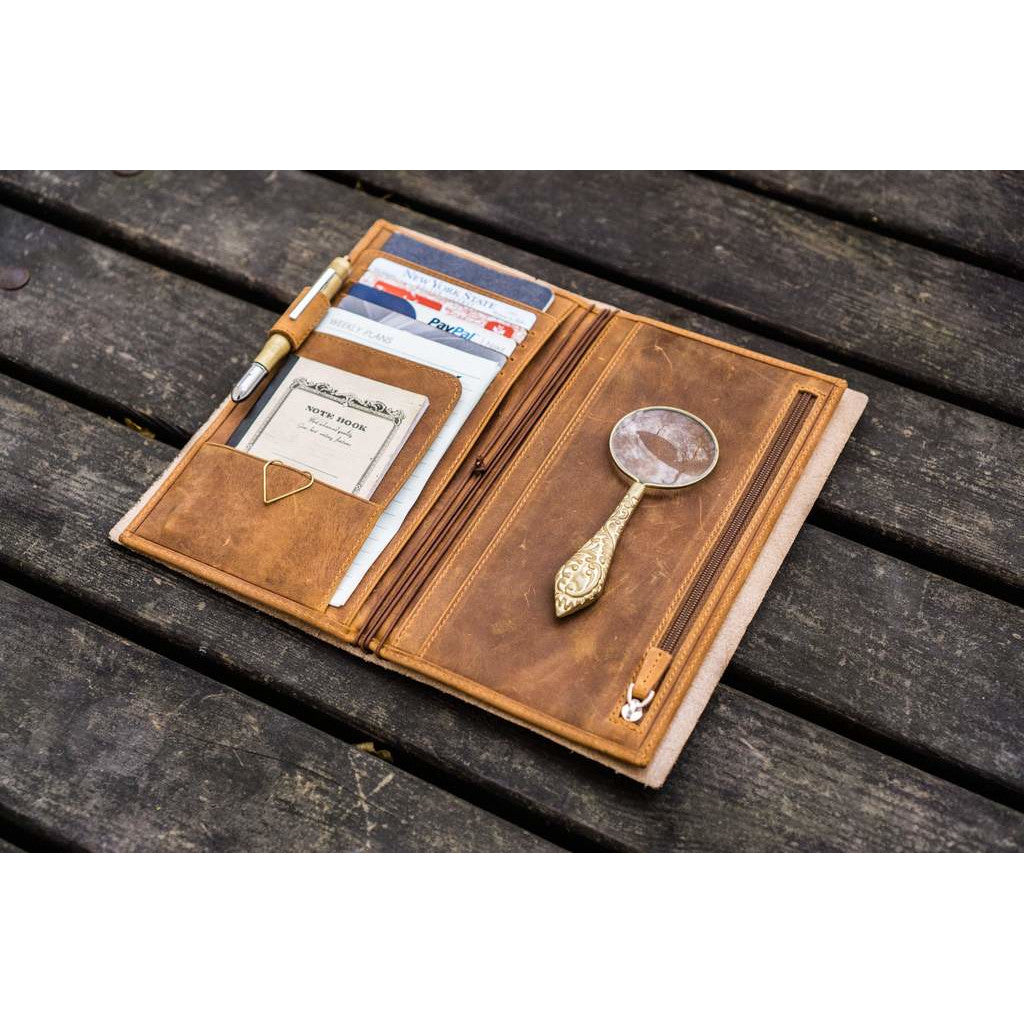 Galen Leather Traveler's Wallet Insert - Crazy Horse Brown | Atlas Stationers.