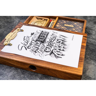 Galen Leather Wooden Sketchbox - Walnut | Atlas Stationers.