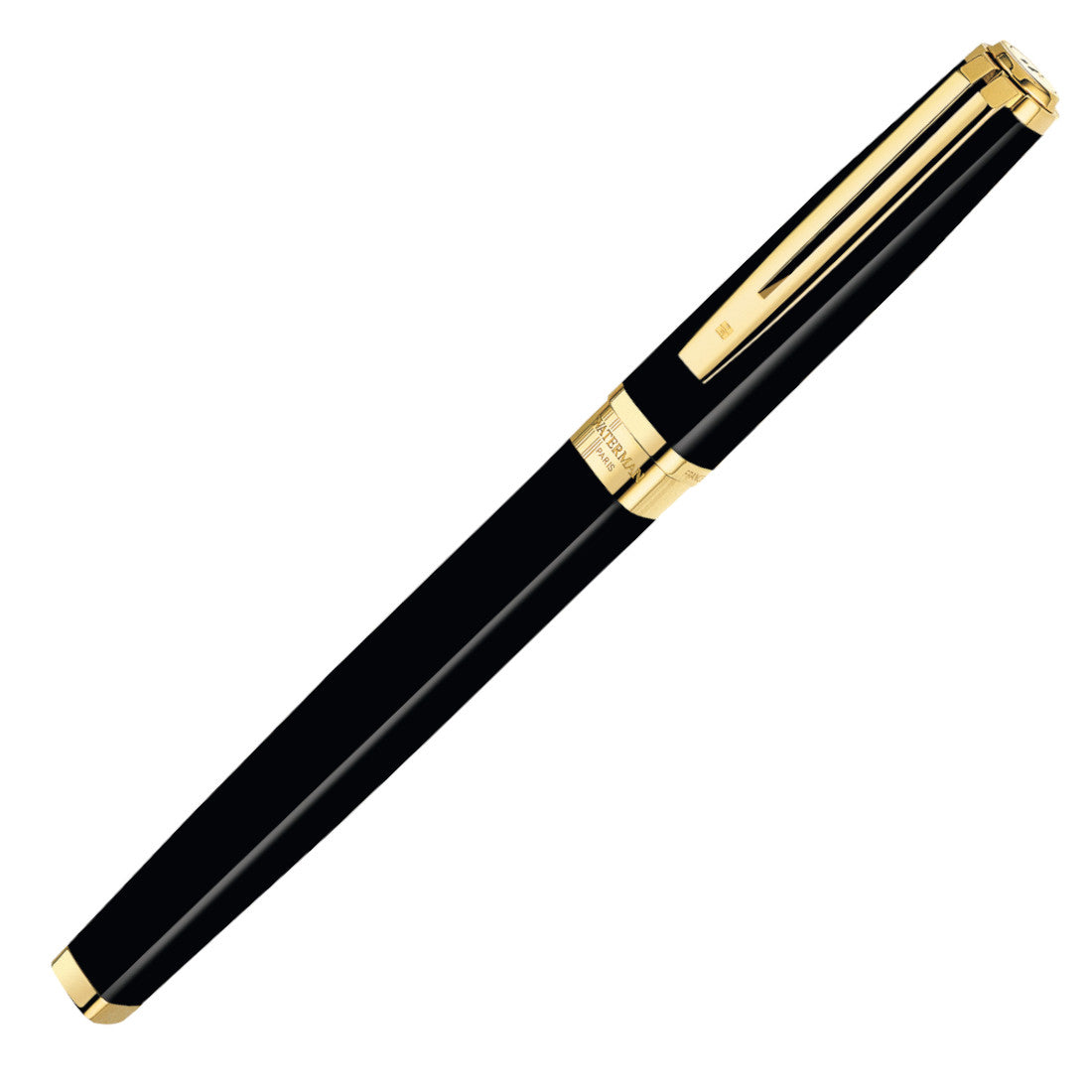 Waterman Exception Slim Rollerball Pen - Black w/ Gold Trim | Atlas Stationers.