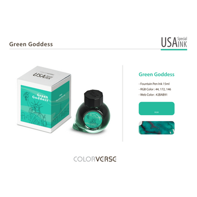 Colorverse USA 15ml Bottled Ink - Green Goddess (New York) | Atlas Stationers.