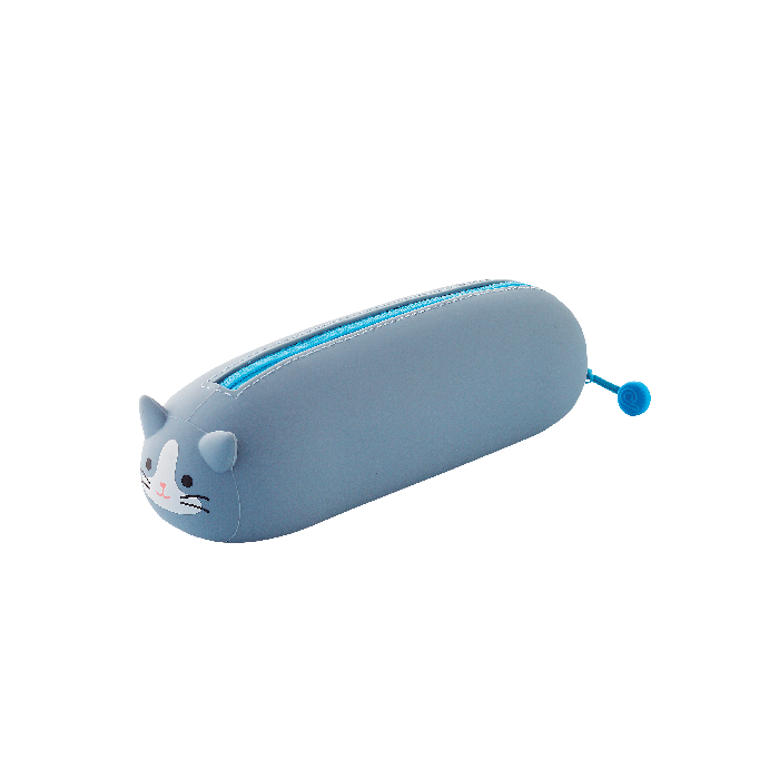 PuniLabo Lying Down Zipper Pouch - Gray Cat