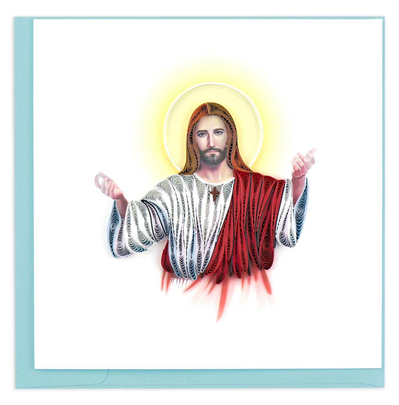 Quilled Jesus with Open Arms Card | Atlas Stationers.