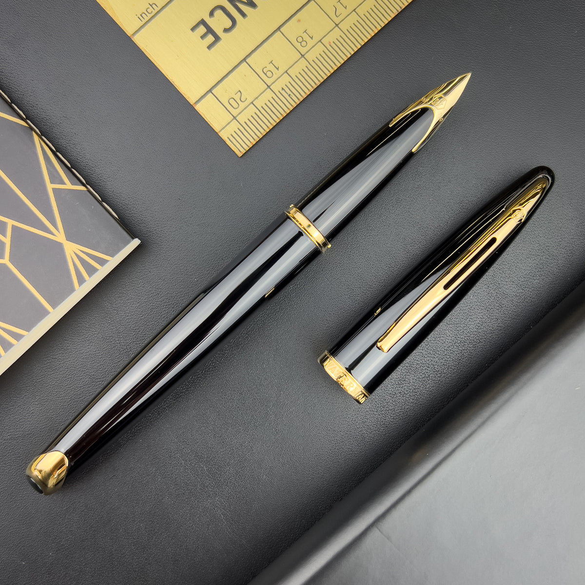 Waterman Carene Fountain Pen - Black Sea w/ Gold Trim – Atlas 