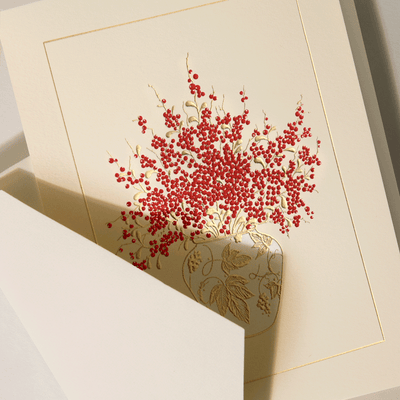 Crane Boxed Holiday Cards - Pepperberry in Vase | Atlas Stationers.