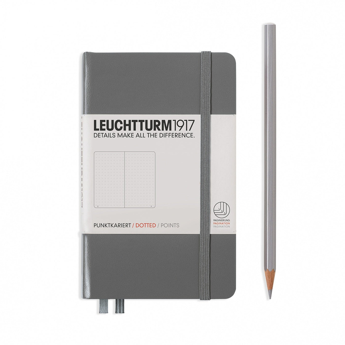 Leuchtturm A6 Hardcover Notebook - Anthracite - Dot Grid | Atlas Stationers.