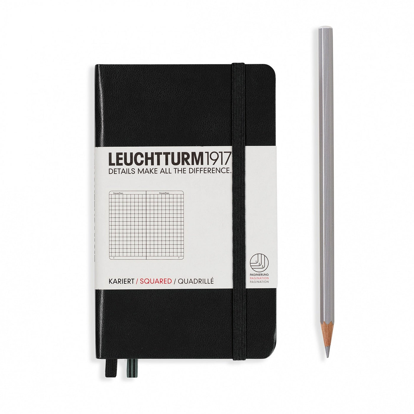 Leuchtturm A6 Hardcover Notebook - Black - Squared | Atlas Stationers.