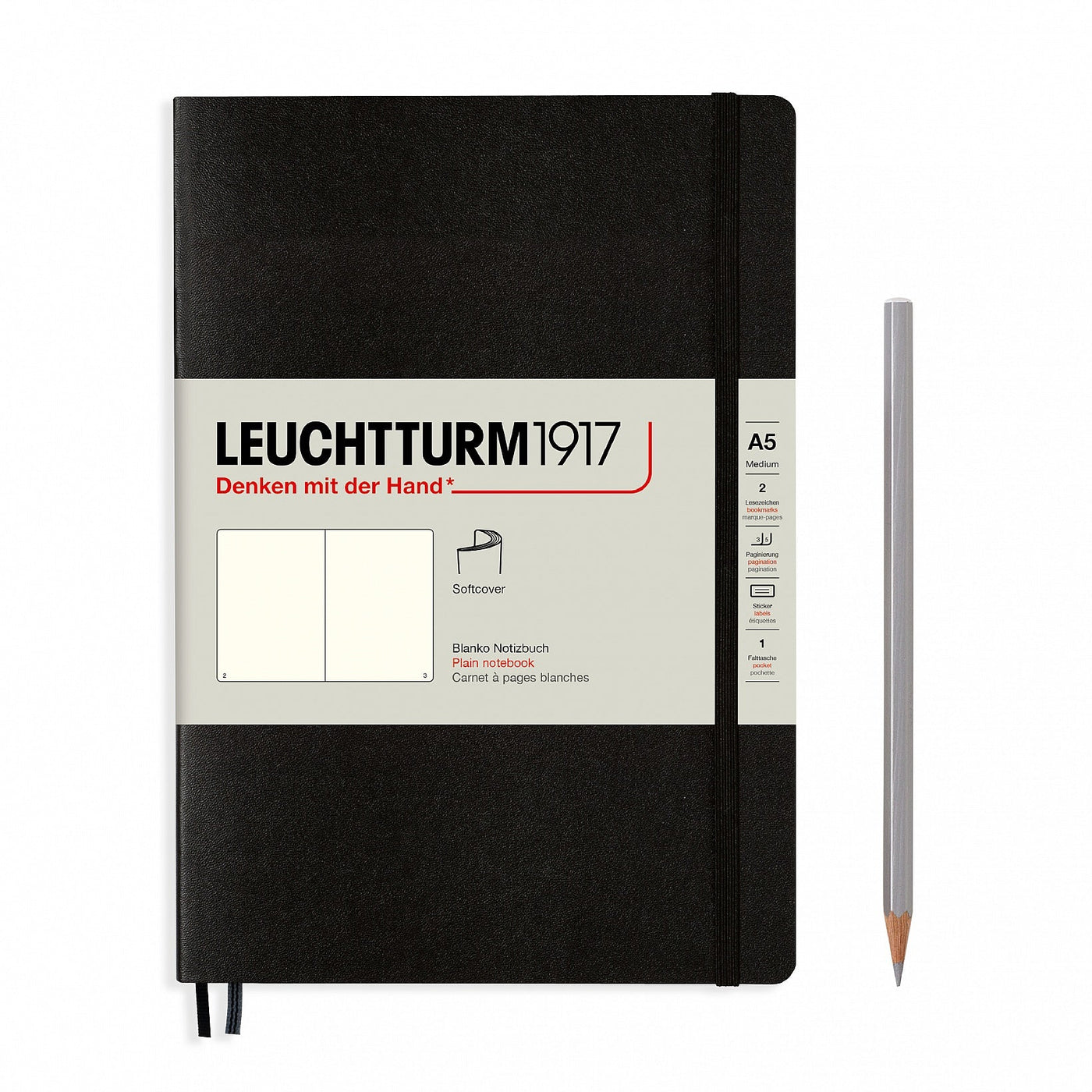 Leuchtturm A5 Softcover Notebook - Black - Plain | Atlas Stationers.
