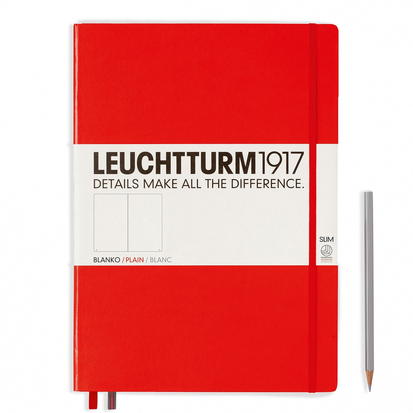Leuchtturm A4+ Master Slim Hardcover Notebook - Red - Plain | Atlas Stationers.