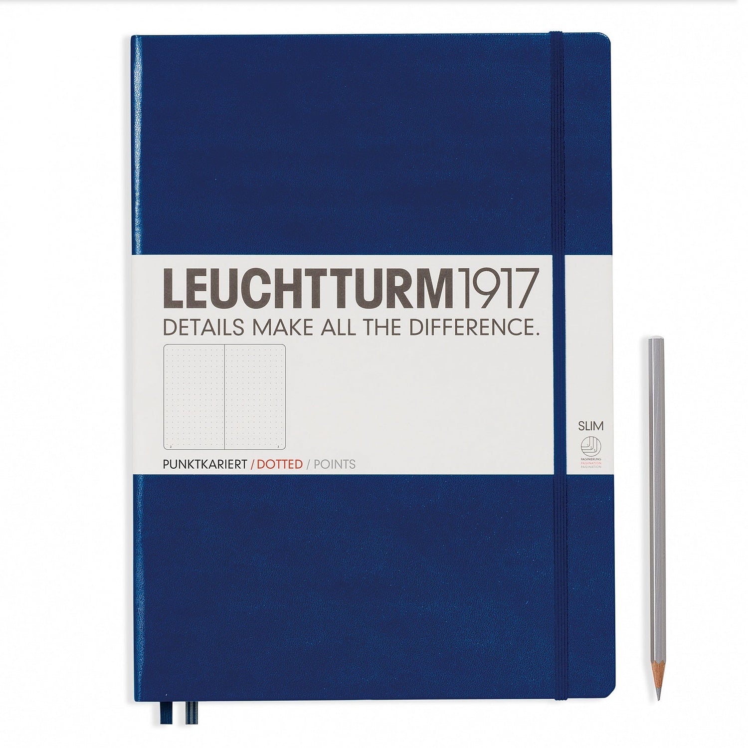 Leuchtturm A4+ Master Slim Hardcover Notebook - Navy - Dot Grid | Atlas Stationers.