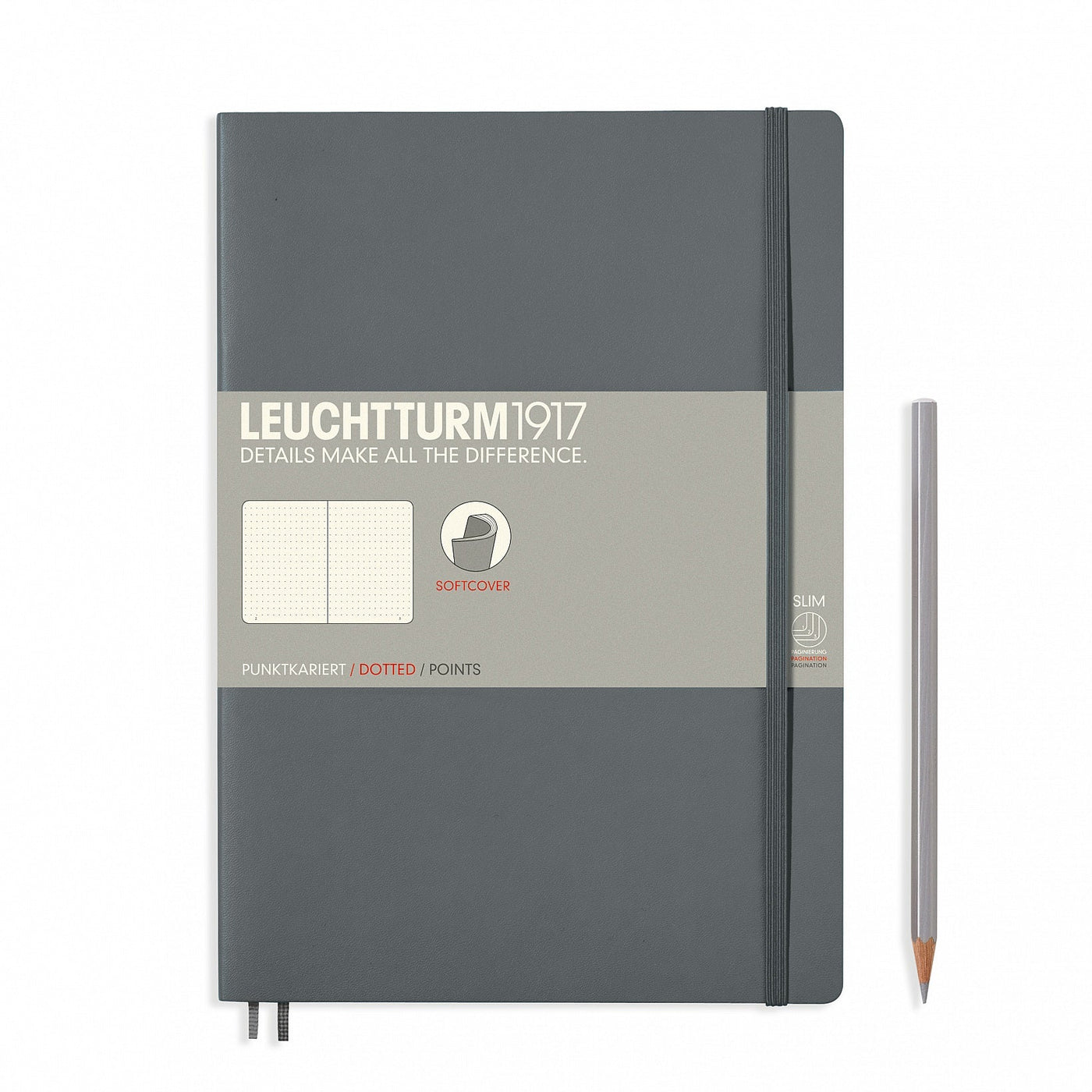 Leuchtturm B5 Softcover Notebook - Anthracite - Dot Grid | Atlas Stationers.