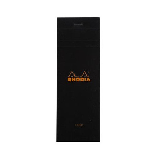 Rhodia Staplebound Notepad - Lined 80 sheets - 3 x 8 1/4 - Black cover | Atlas Stationers.