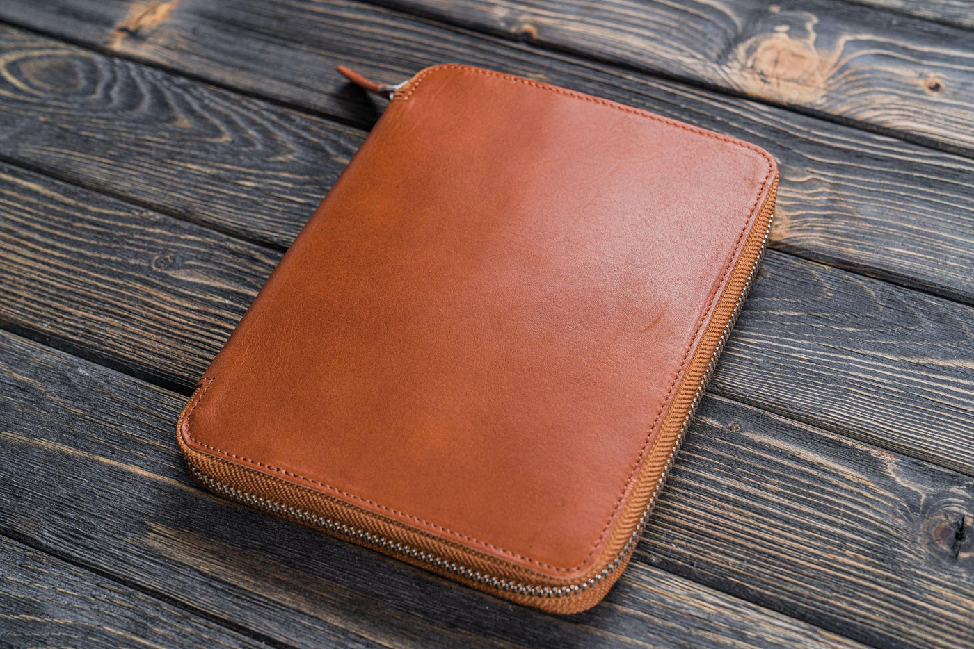 Galen Leather Zipped A5 Notebook Folio - Brown | Atlas Stationers.