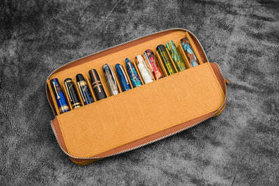 Galen Leather Zippered Magnum Opus 12 Slot Pen Case
