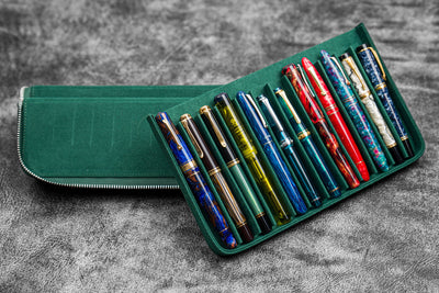 Galen Leather Zippered Magnum Opus 12 Slot Pen Case