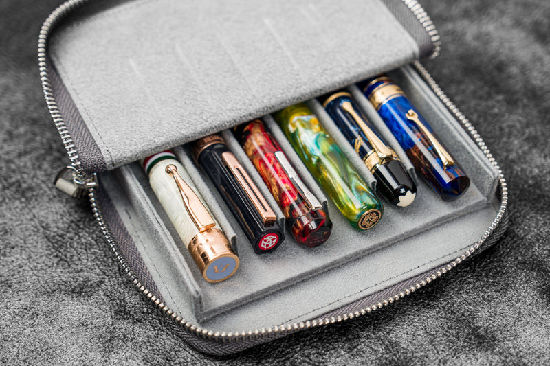 Galen Leather Zippered Magnum Opus 6 Slot Pen Case