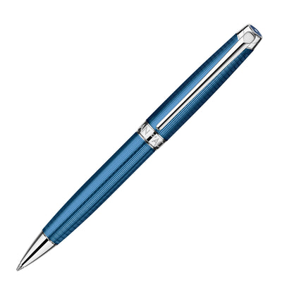 Caran d'Ache LÉMAN Ballpoint Pen - Grand Bleu w/ Silver Trim | Atlas Stationers.