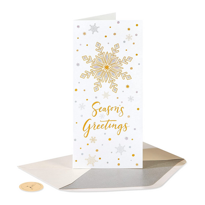 Papyrus Boxed Holiday Cards - Metallic Snowflakes Season's Greetings | Atlas Stationers.