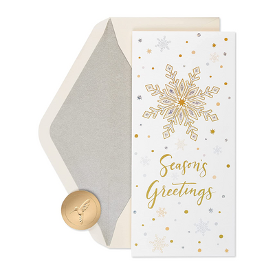 Papyrus Boxed Holiday Cards - Metallic Snowflakes Season's Greetings | Atlas Stationers.