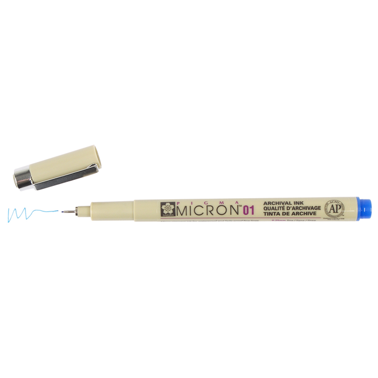 Pigma Micron 01 .25mm Pen - Blue | Atlas Stationers.