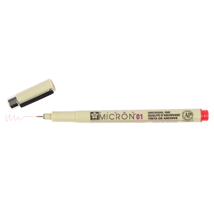 Pigma Micron 01 .25mm Pen - Red | Atlas Stationers.