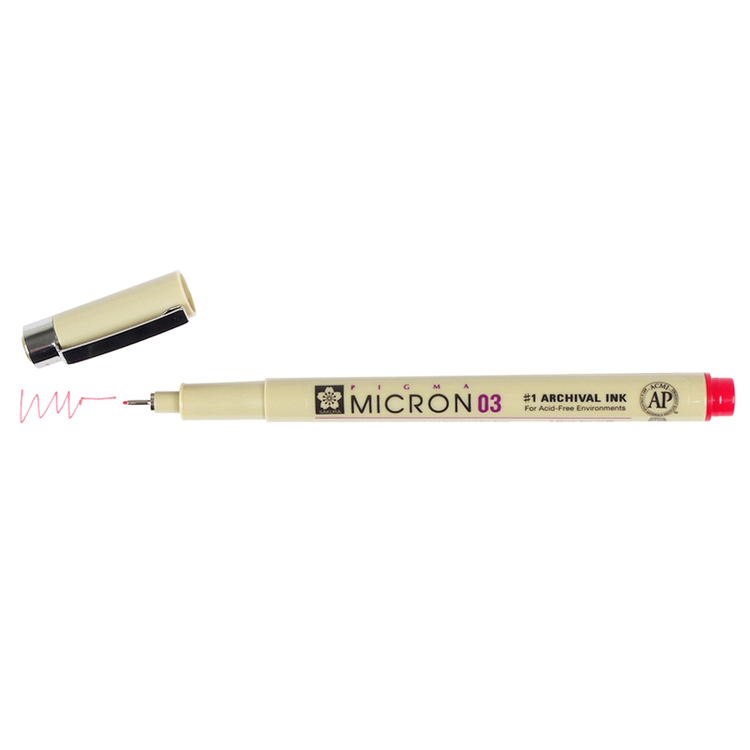 Pigma Micron 03 .35mm Pen - Red | Atlas Stationers.