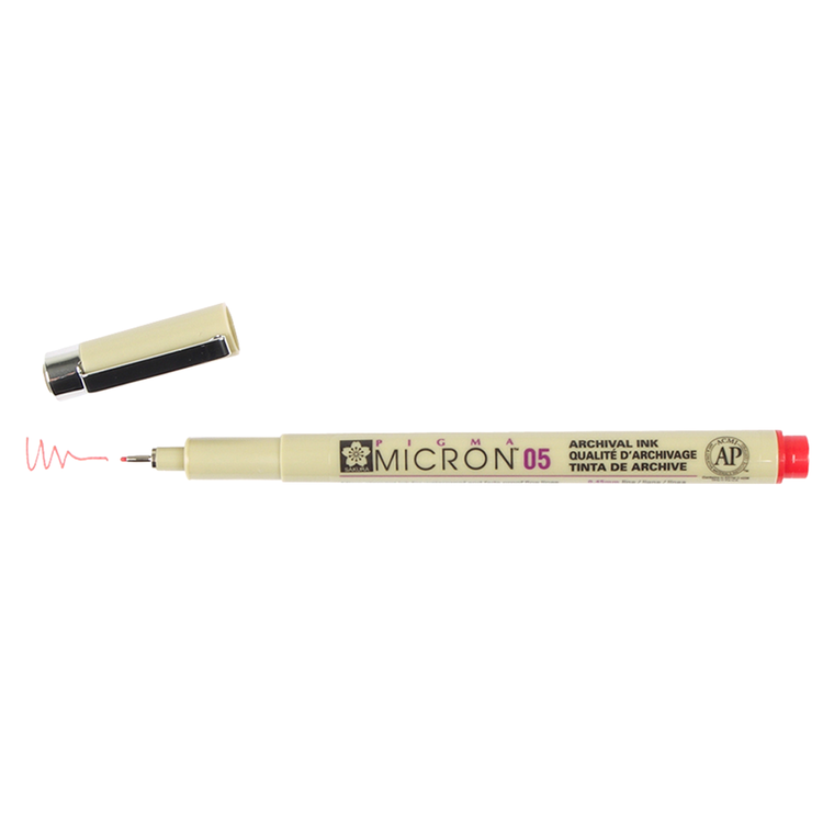 Pigma Micron 05 .45mm Pen - Red | Atlas Stationers.