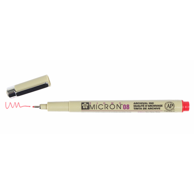 Pigma Micron 08 .5mm Pen - Red | Atlas Stationers.