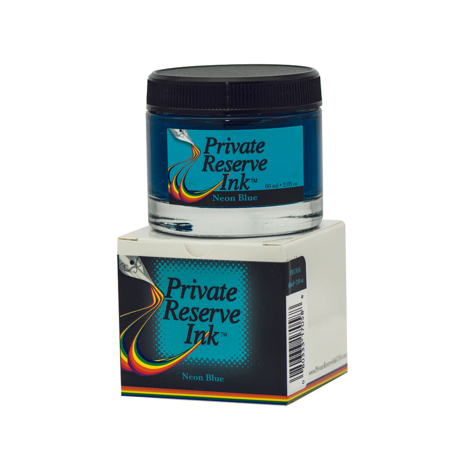 Private Reserve 60ml Bottled Ink - Neon Blue | Atlas Stationers.