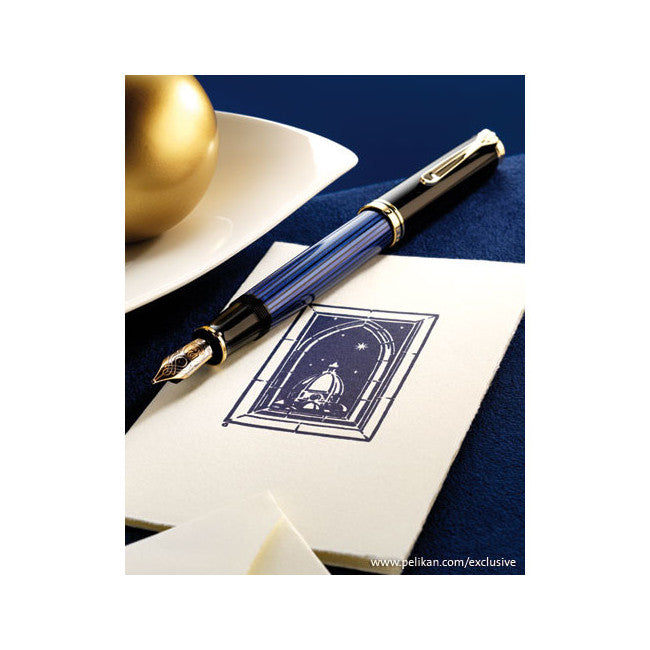 Pelikan Souveran M800 Fountain Pen - Black-Blue – Atlas Stationers