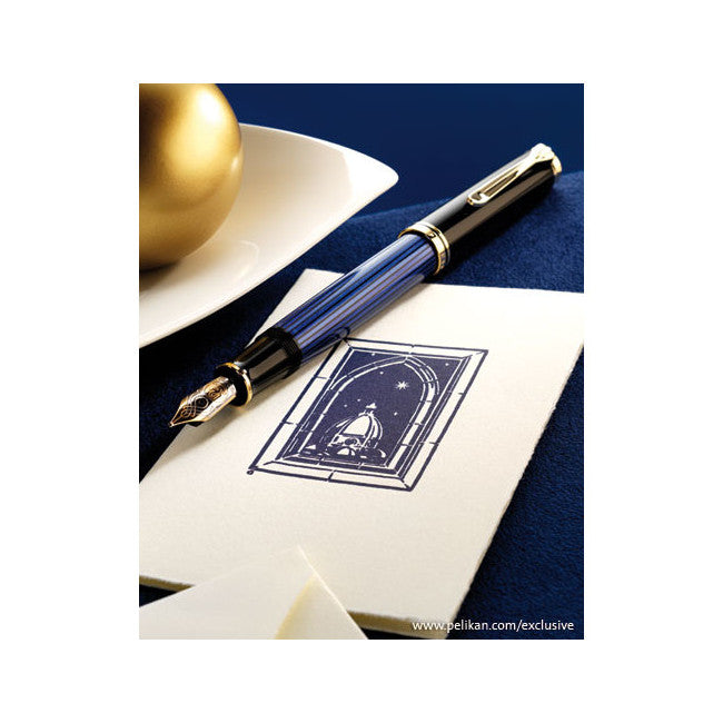 Pelikan Souveran M800 Fountain Pen - Black-Blue | Atlas Stationers.