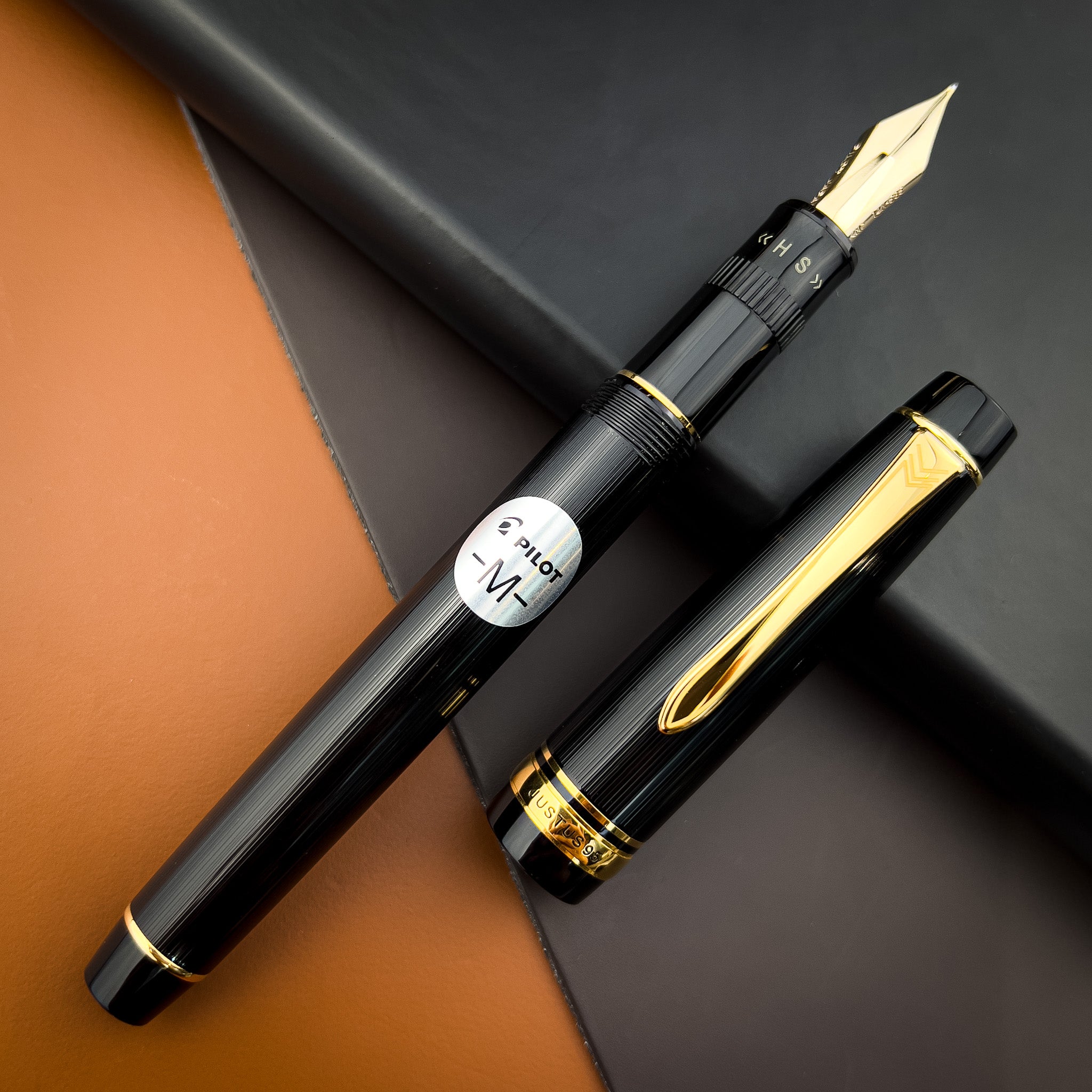 Pilot Justus 95 Fountain Pen - Black w/ Gold – Atlas Stationers