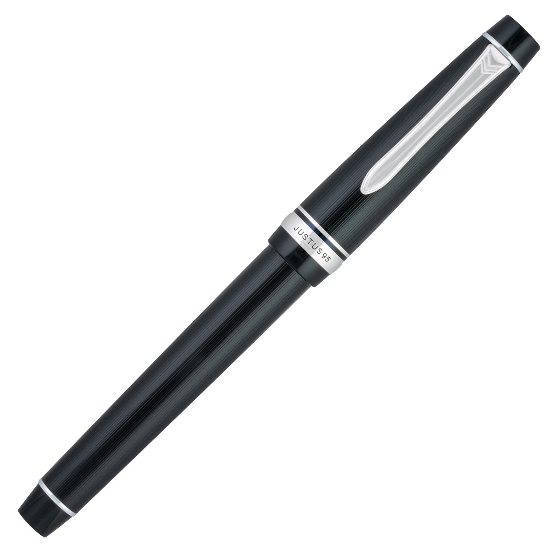 Pilot Justus 95 Fountain Pen - Black w/ Rhodium – Atlas Stationers