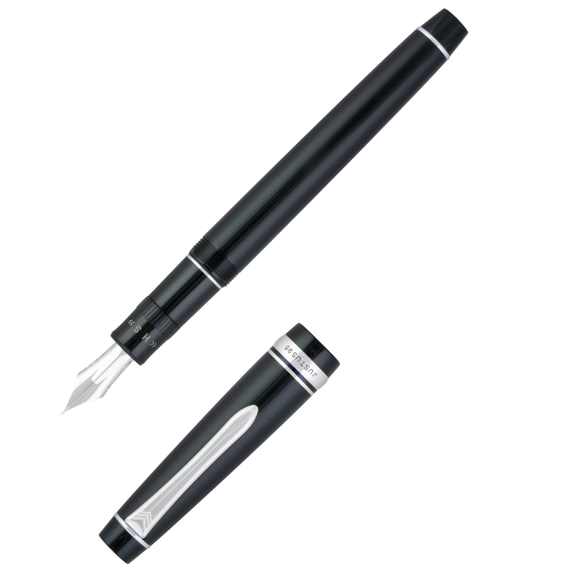 Pilot Justus 95 Fountain Pen - Black w/ Rhodium – Atlas Stationers