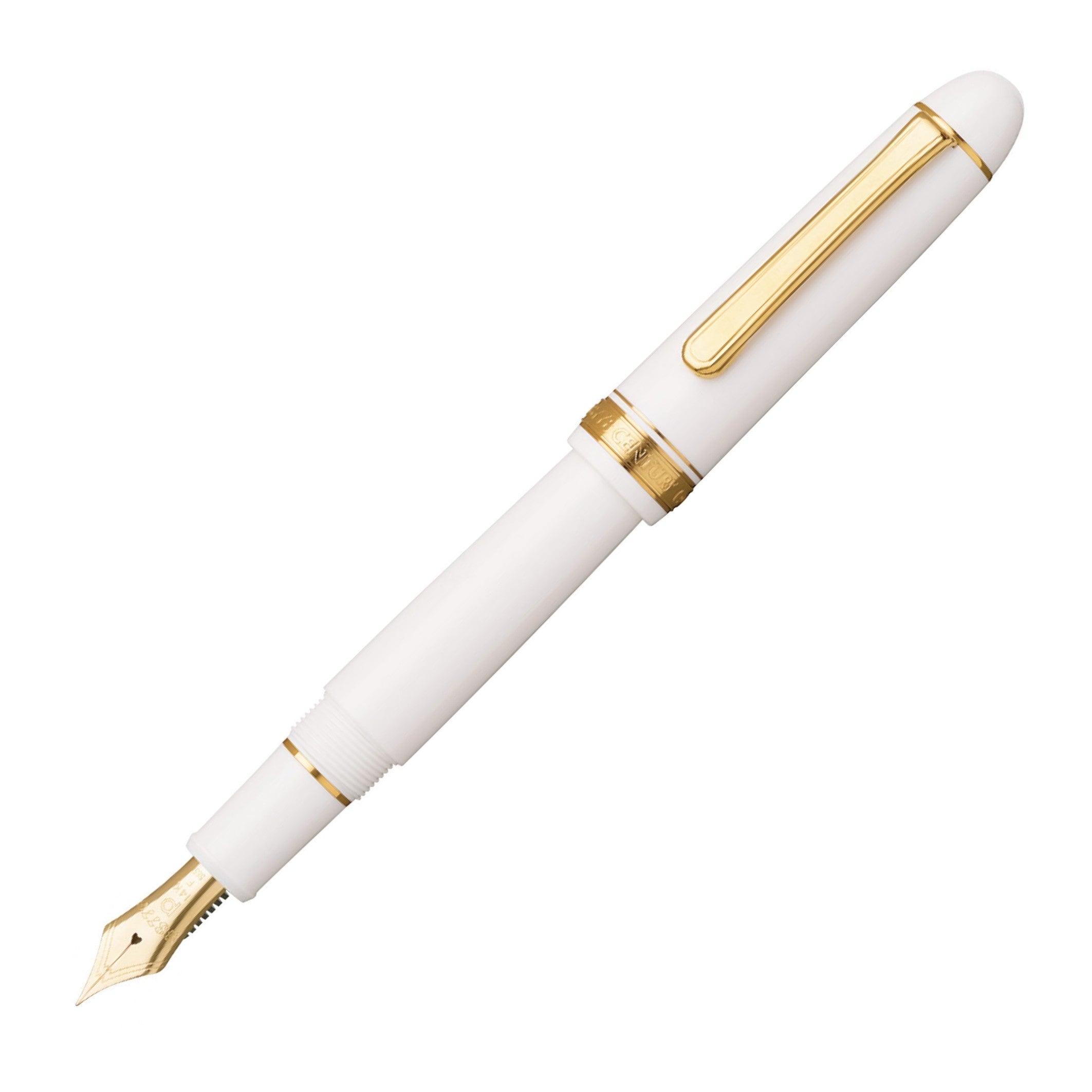 筆記具 PLATINUM #3776 CENTURY Chenonceau white Platinum #3776 Fountain Pen - Chenonceau White with Gold Trim