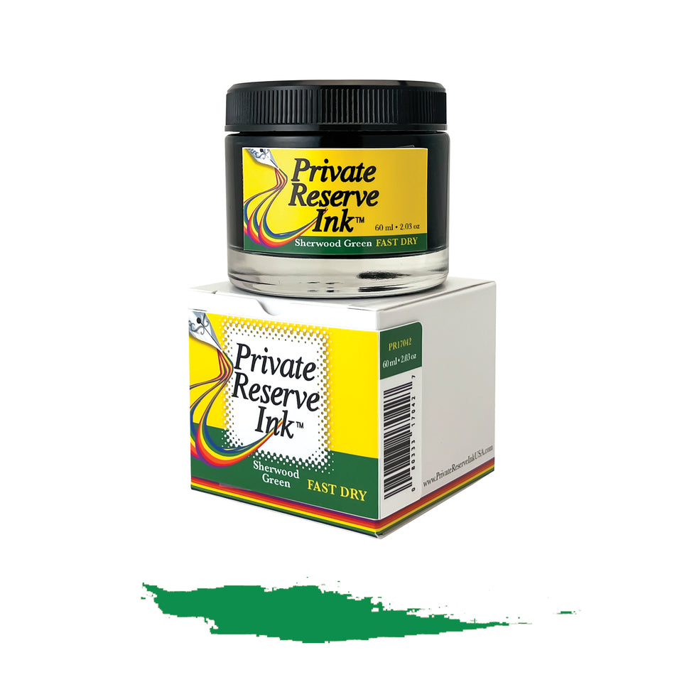 Private Reserve Sherwood Green Fast Dry - 60ml Bottled Ink | Atlas Stationers.