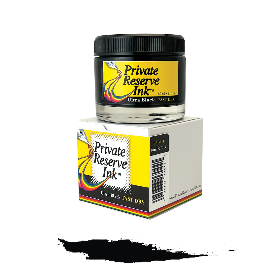 Private Reserve Ultra Black Fast Dry - 60ml Bottled Ink | Atlas Stationers.