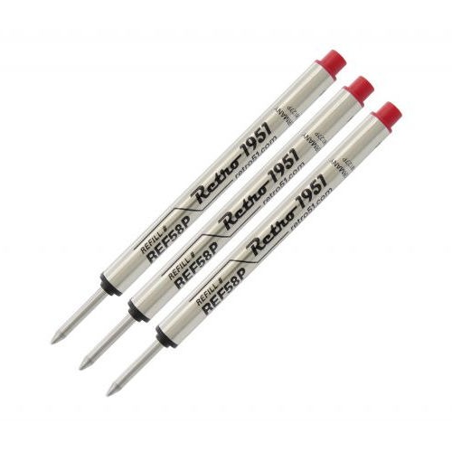 Retro 51 Tornado Capless Rollerball Refill Red (3 Pack) Atlas