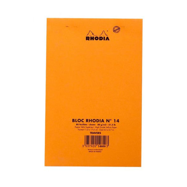 Rhodia Staplebound Notepad - Lined 80 sheets - 4 3/8 x 6 3/8 - Orange cover