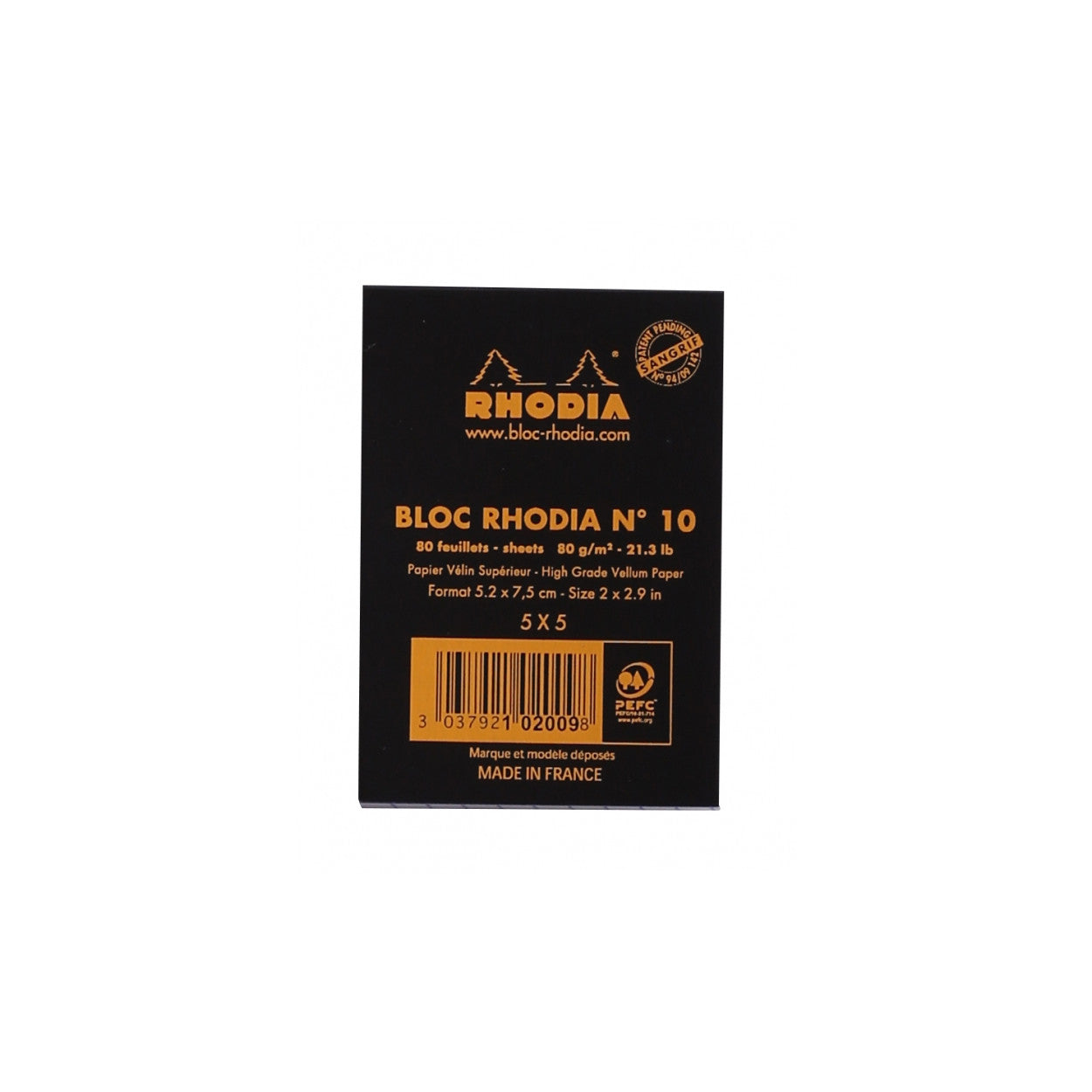 Rhodia Staplebound Notepad - Graph 80 sheets - 2 x 3 - Black cover | Atlas Stationers.