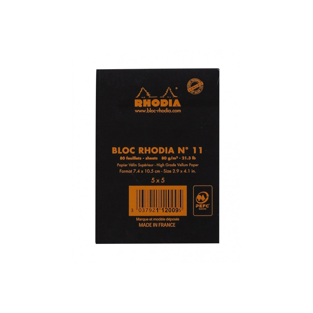 Rhodia Staplebound Notepad - Graph 80 sheets - 3 x 4 - Black cover | Atlas Stationers.