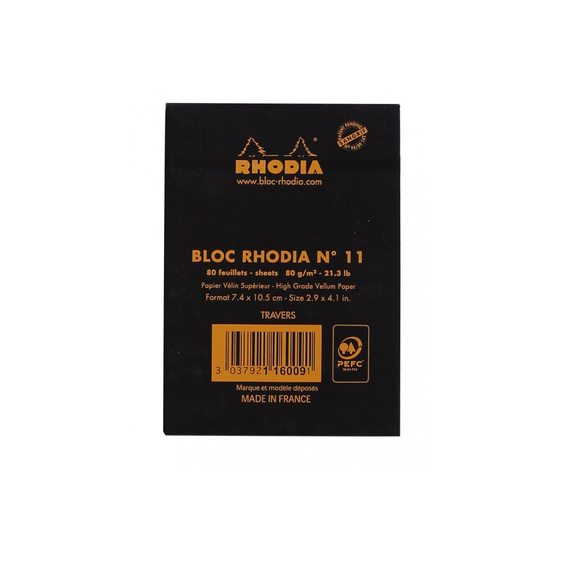 Rhodia Staplebound Notepad - Lined 80 sheets - 3 x 4 - Black cover | Atlas Stationers.