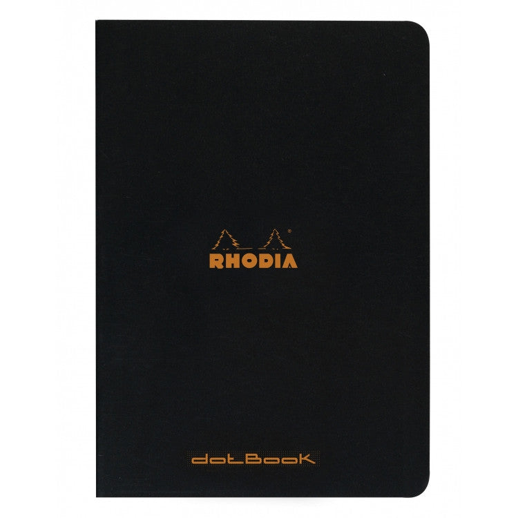 Rhodia Slim Staplebound Notebook - Dot grid 48 sheets - 8 1/4 x 11 3/4 - Black cover | Atlas Stationers.