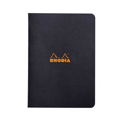 Rhodia Slim Staplebound Notebook - Lined 48 sheets - 6 x 8 1/4 - Black cover | Atlas Stationers.
