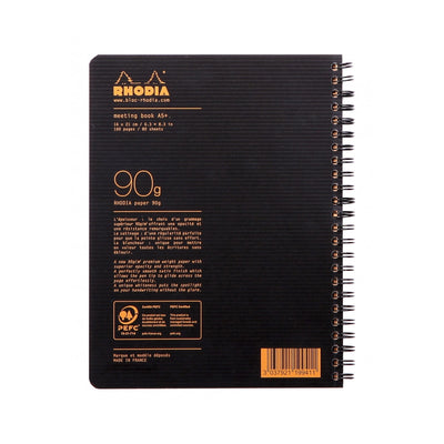 Rhodia Rhodiactive Meeting paper Book 90g paper - Lined 80 sheets - 6 1/2 x 8 1/4 - Black cover | Atlas Stationers.