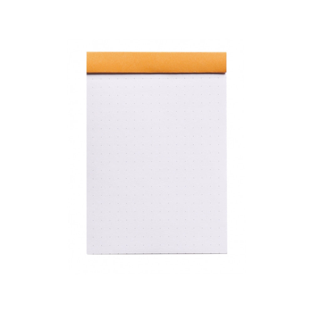 Rhodia Staplebound Notepad - Dot grid 80 sheets - 3 3/8 x 4 3/4 - Orange cover | Atlas Stationers.