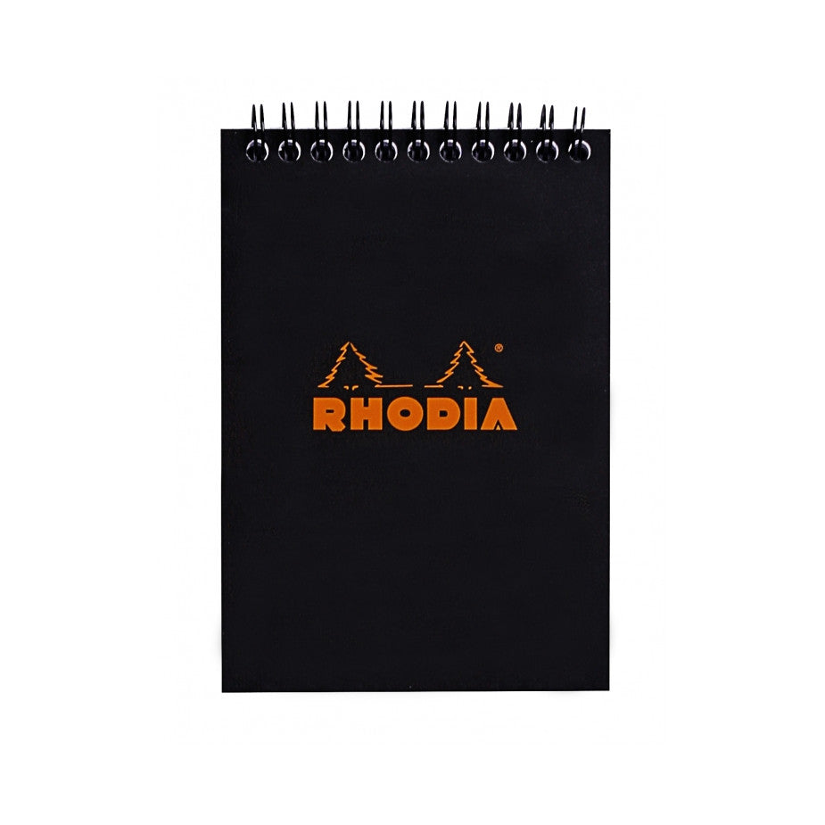 Rhodia Wirebound Notepad - Graph 80 sheets - 4 x 6 - Black cover | Atlas Stationers.