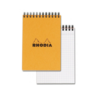 Rhodia Wirebound Notepad - Graph 80 sheets - 4 x 6 - Orange cover | Atlas Stationers.